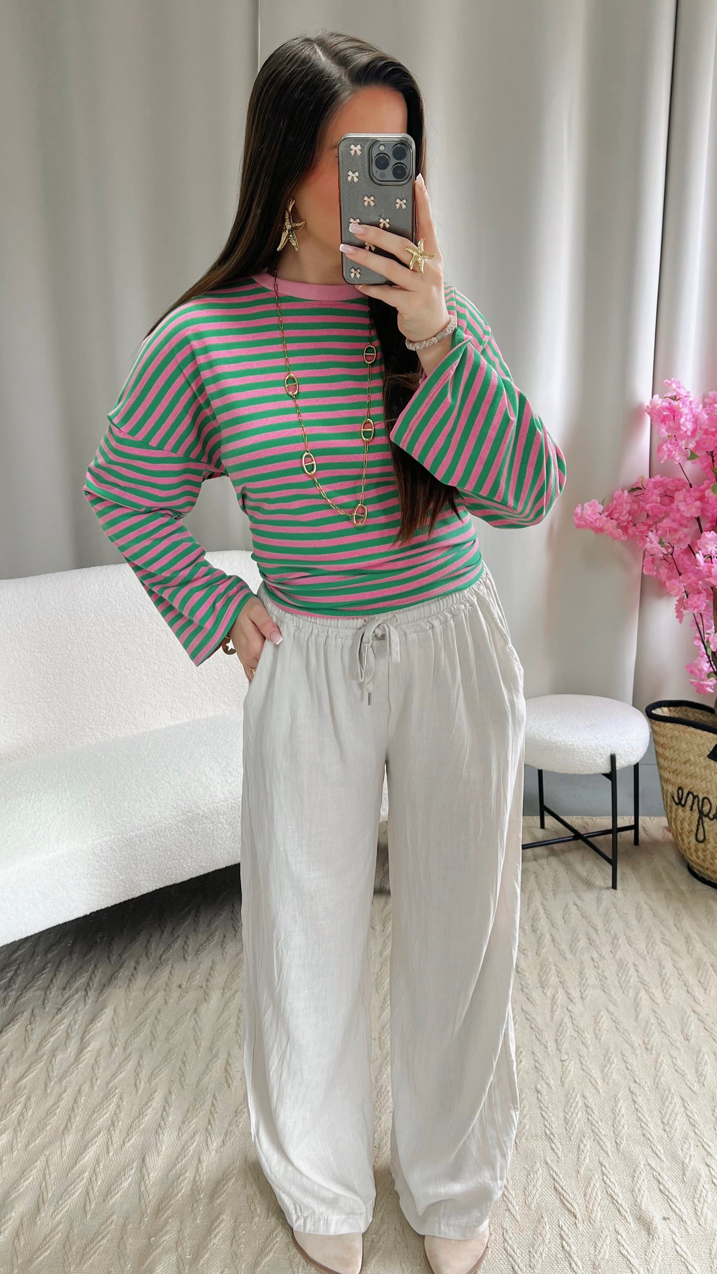 Pantalon en lin LIVIA beige