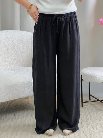 Pantalon en lin LIVIA noir