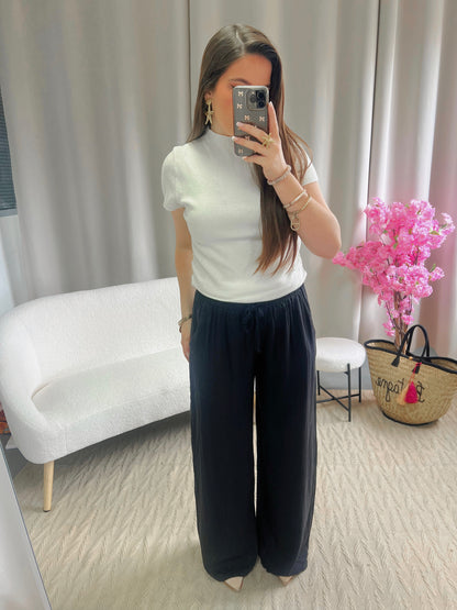 Pantalon en lin LIVIA noir